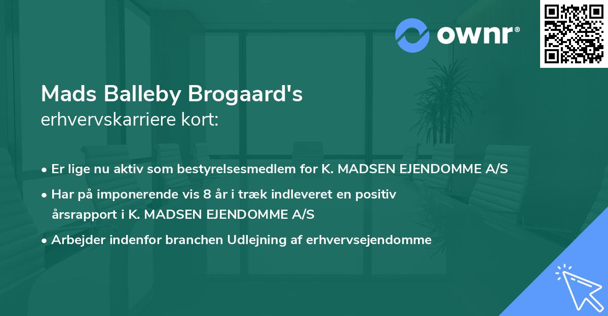 Mads Balleby Brogaard's erhvervskarriere kort