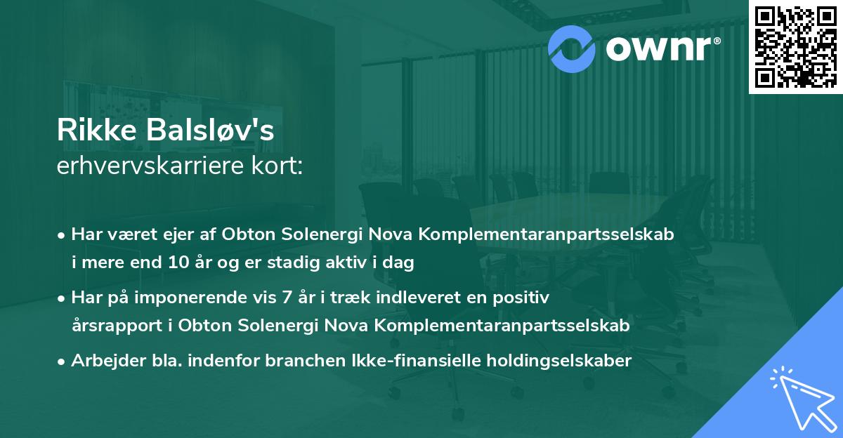 Rikke Balsløv's erhvervskarriere kort