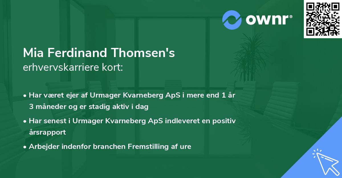 Mia Ferdinand Thomsen's erhvervskarriere kort