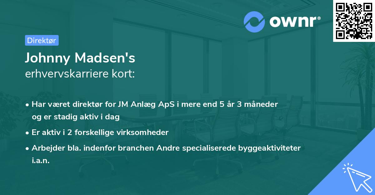 Johnny Madsen's erhvervskarriere kort