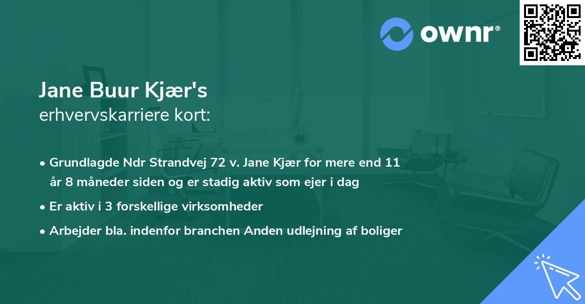 Jane Buur Kjær's erhvervskarriere kort