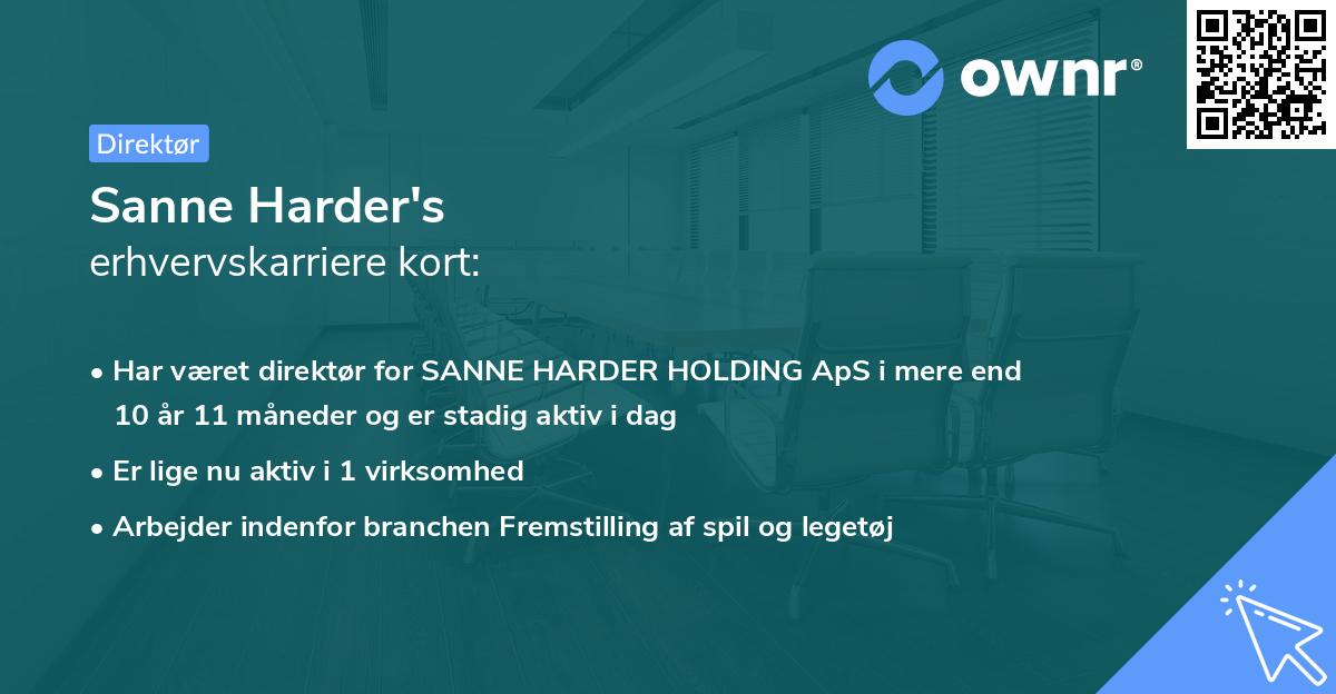 Sanne Harder's erhvervskarriere kort