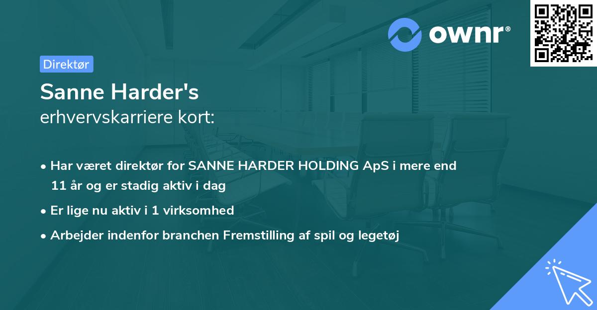 Sanne Harder's erhvervskarriere kort