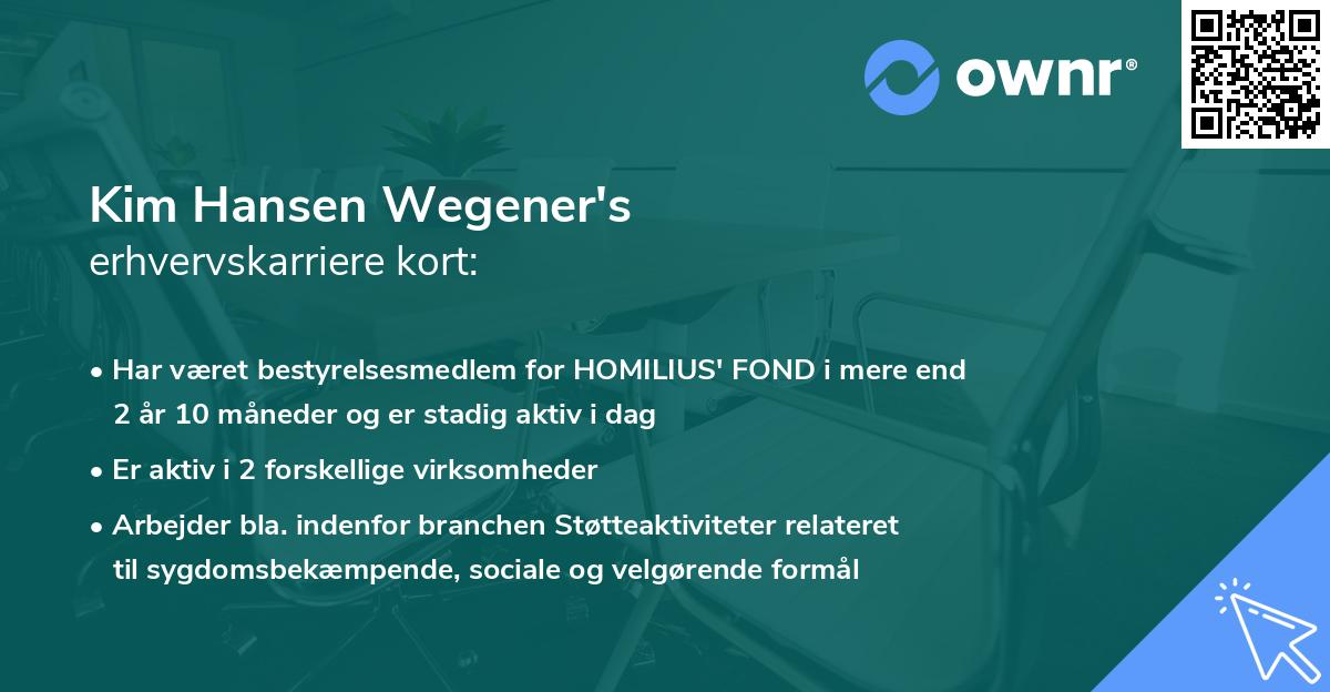 Kim Hansen Wegener's erhvervskarriere kort