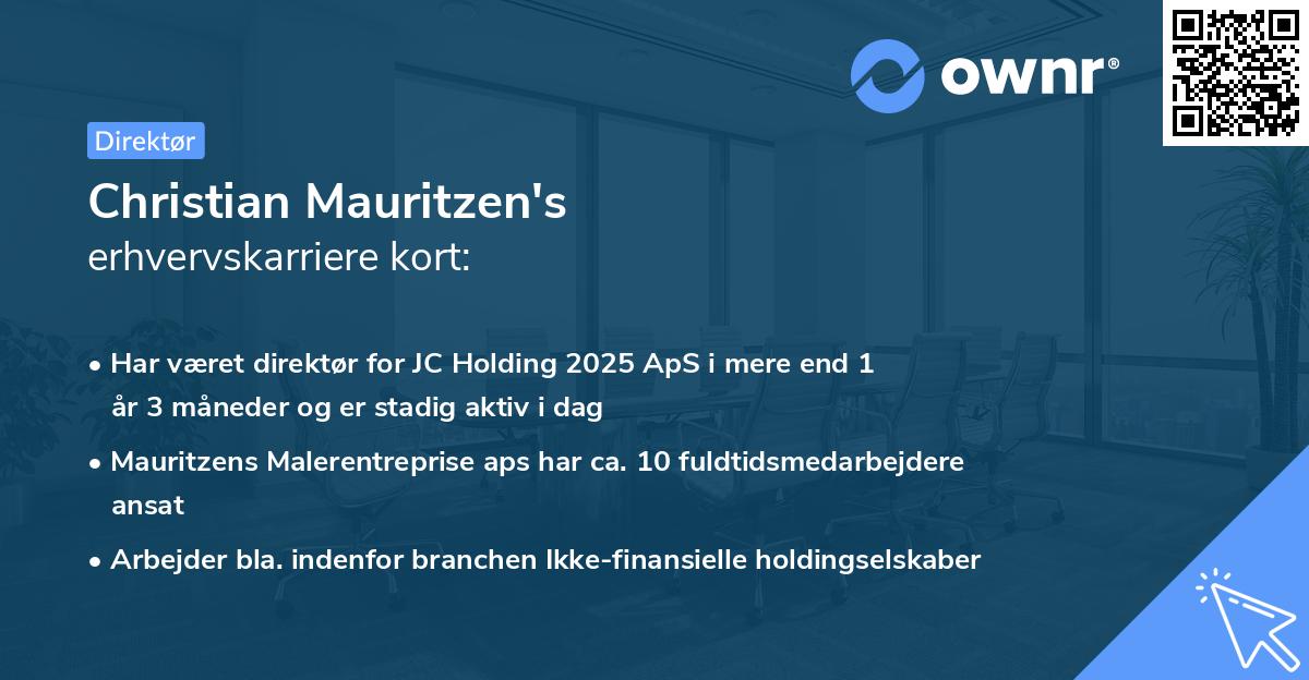 Christian Mauritzen's erhvervskarriere kort