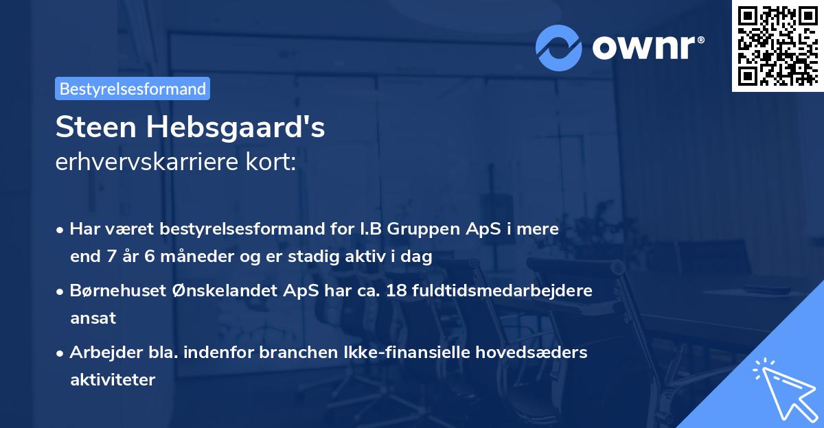 Steen Hebsgaard's erhvervskarriere kort