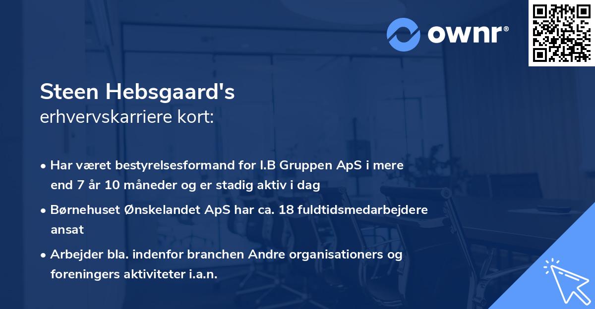Steen Hebsgaard's erhvervskarriere kort