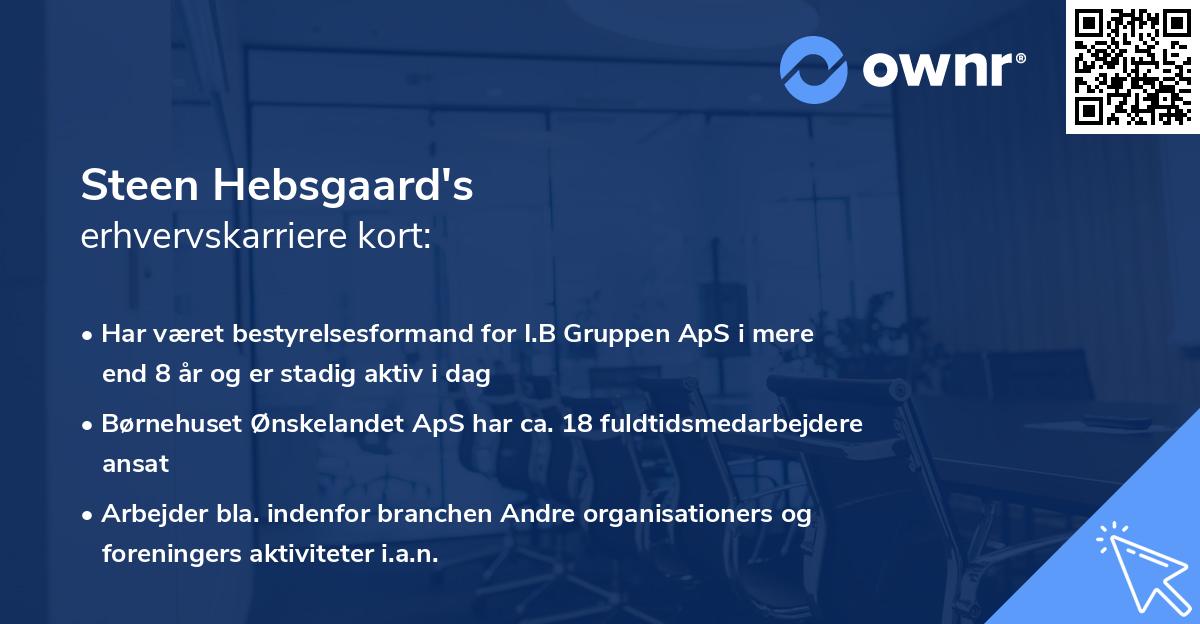 Steen Hebsgaard's erhvervskarriere kort