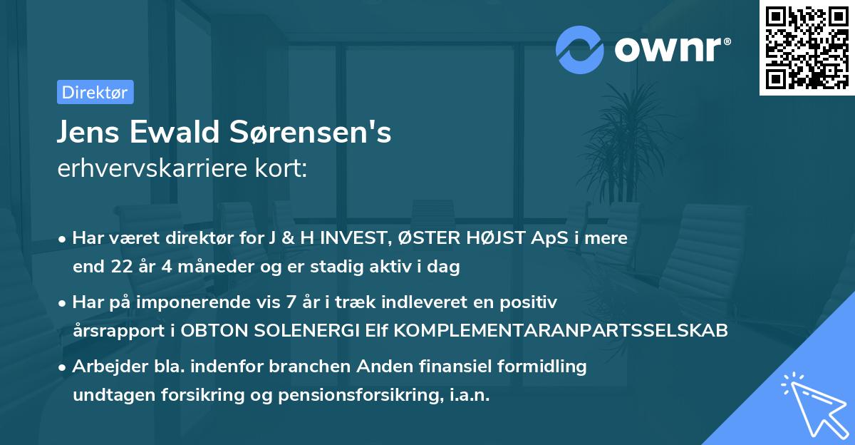 Jens Ewald Sørensen's erhvervskarriere kort