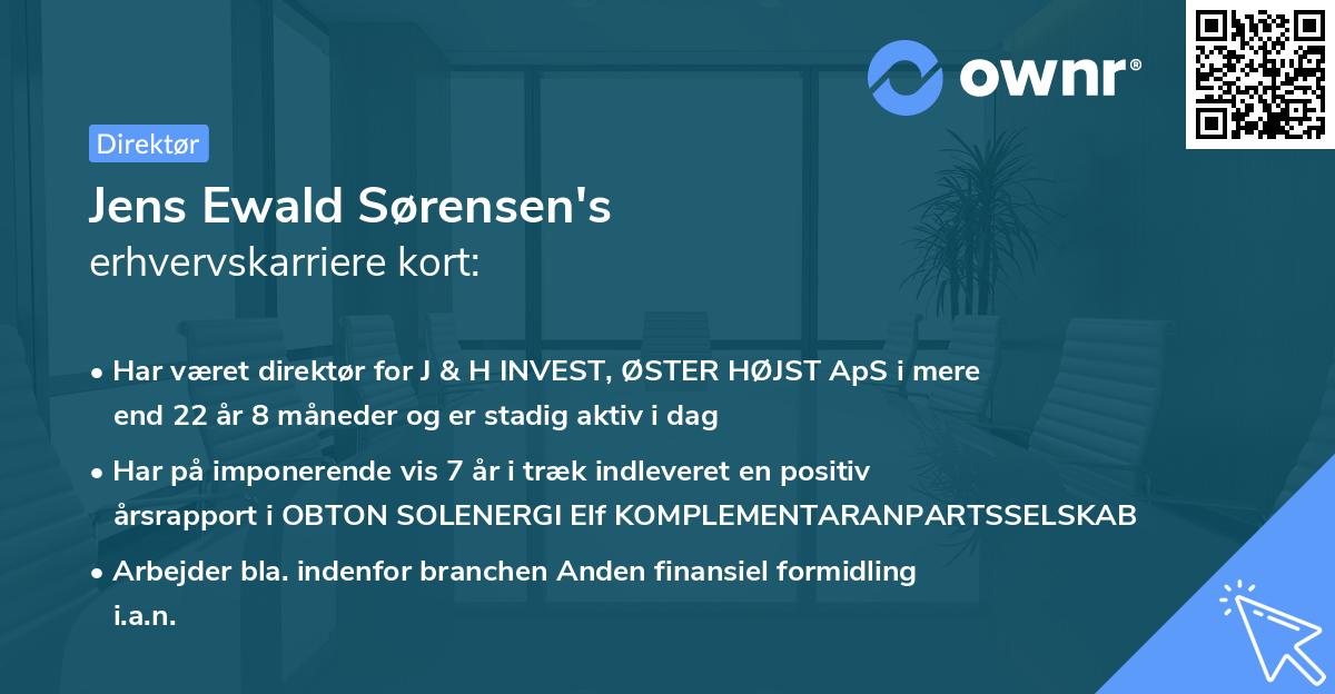 Jens Ewald Sørensen's erhvervskarriere kort