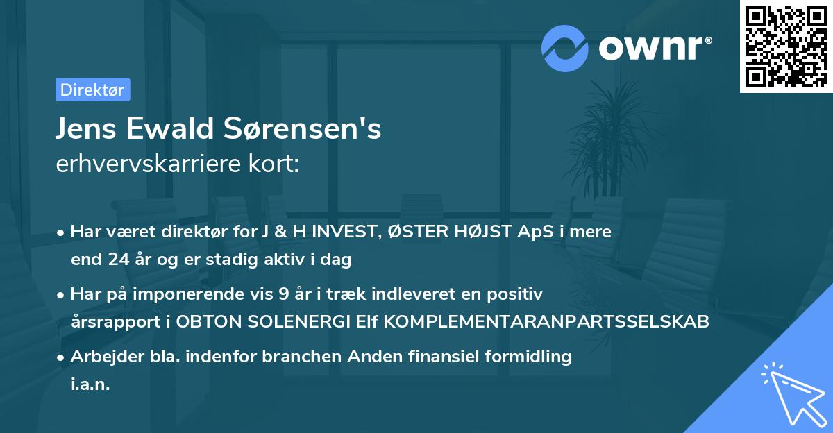 Jens Ewald Sørensen's erhvervskarriere kort
