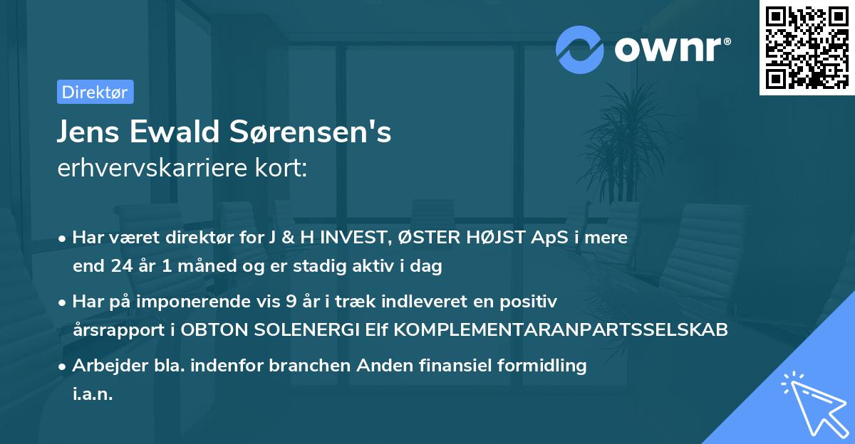 Jens Ewald Sørensen's erhvervskarriere kort