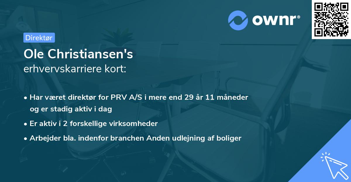 Ole Christiansen's erhvervskarriere kort