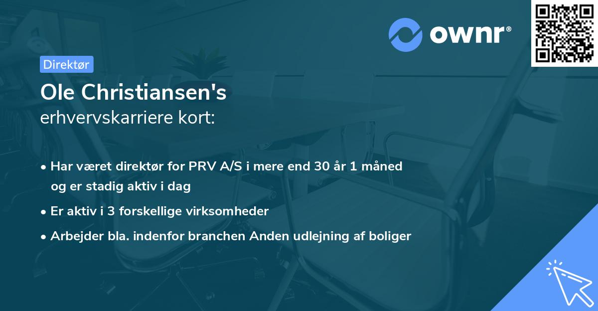 Ole Christiansen's erhvervskarriere kort