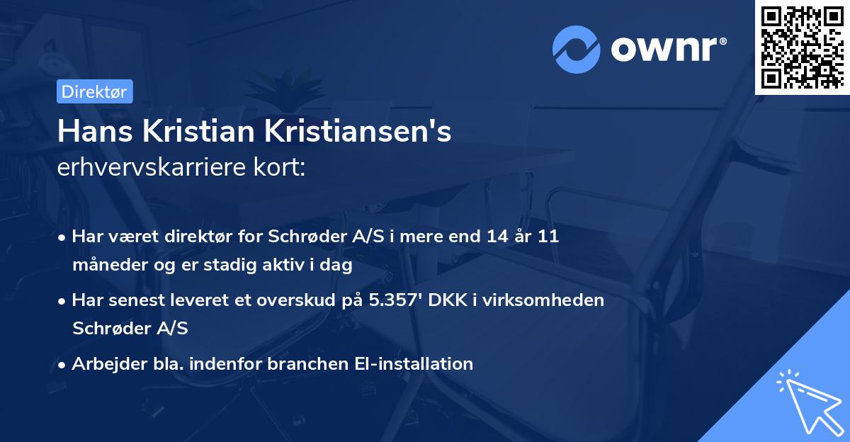 Hans Kristian Kristiansen's erhvervskarriere kort
