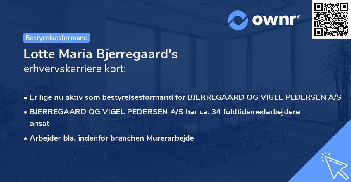 Lotte Maria Bjerregaard's erhvervskarriere kort