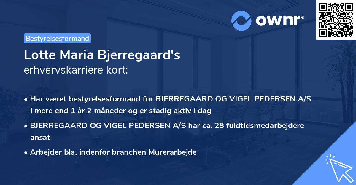 Lotte Maria Bjerregaard's erhvervskarriere kort