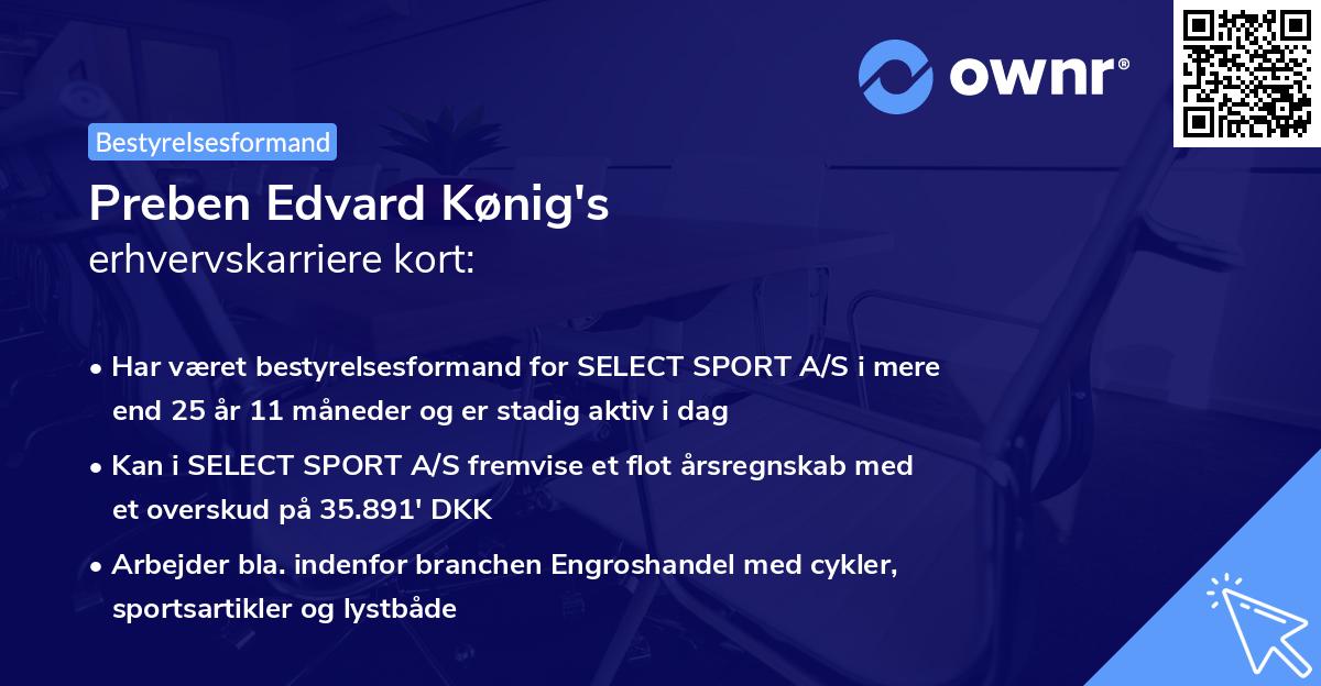 Preben Edvard Kønig's erhvervskarriere kort