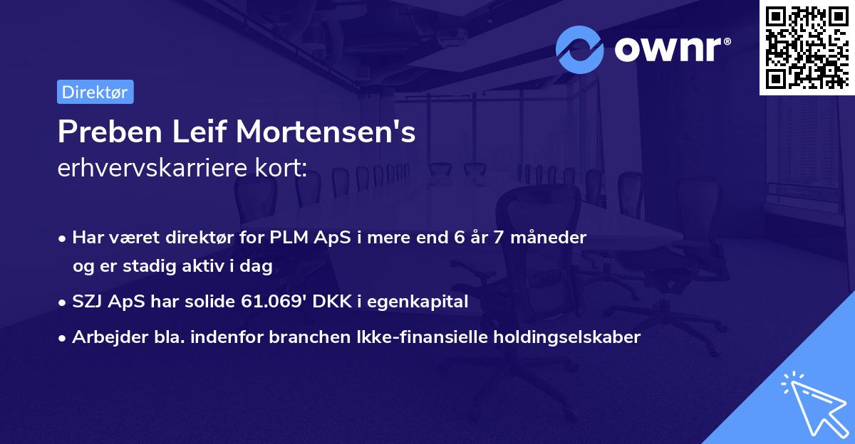 Preben Leif Mortensen's erhvervskarriere kort