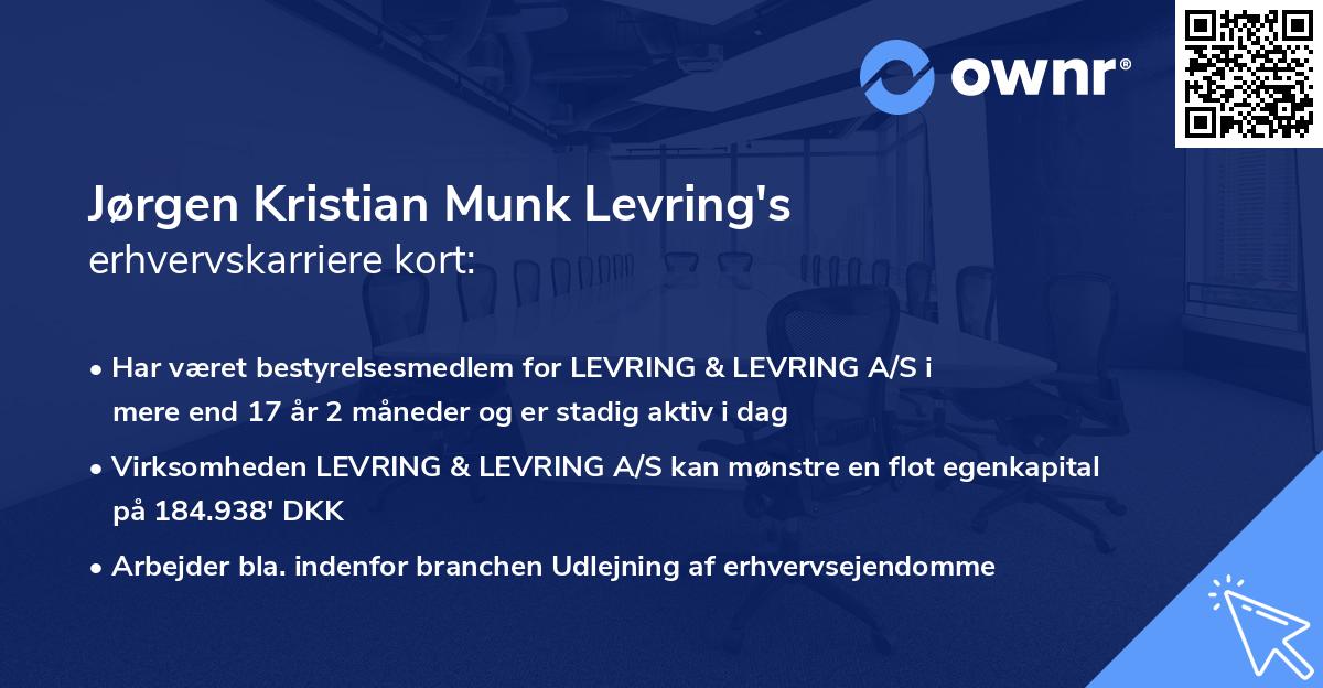 Jørgen Kristian Munk Levring's erhvervskarriere kort