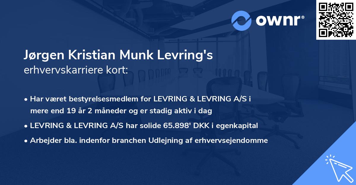Jørgen Kristian Munk Levring's erhvervskarriere kort