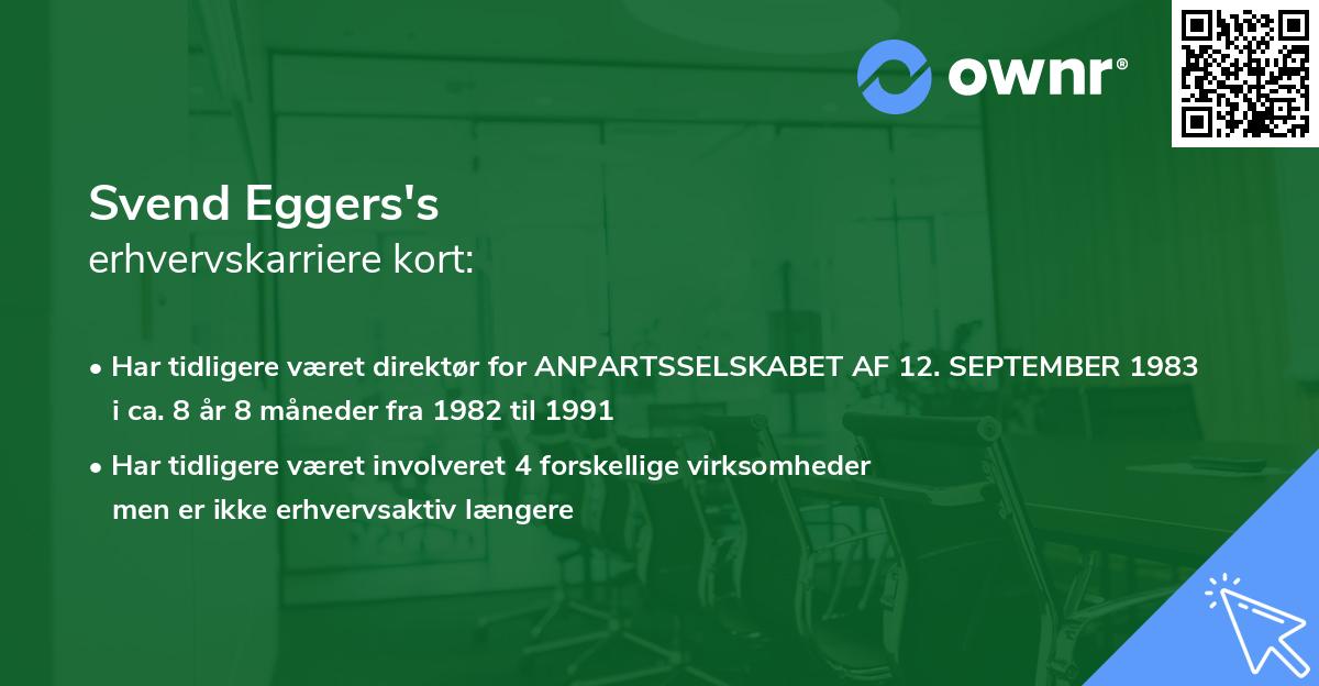 Svend Eggers's erhvervskarriere kort