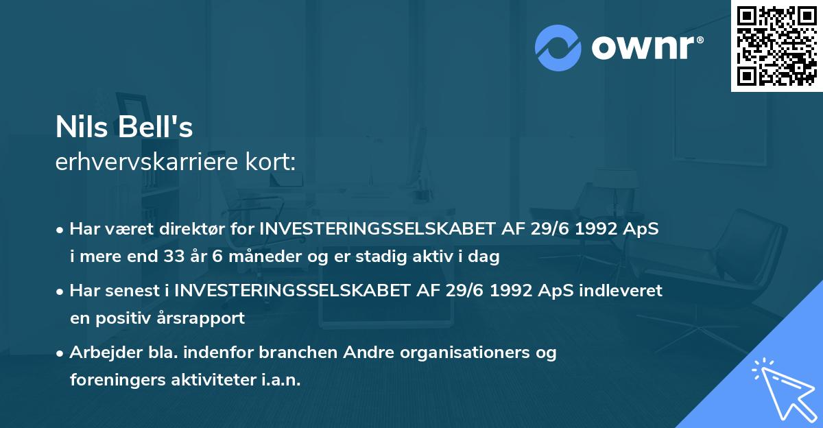 Nils Bell's erhvervskarriere kort