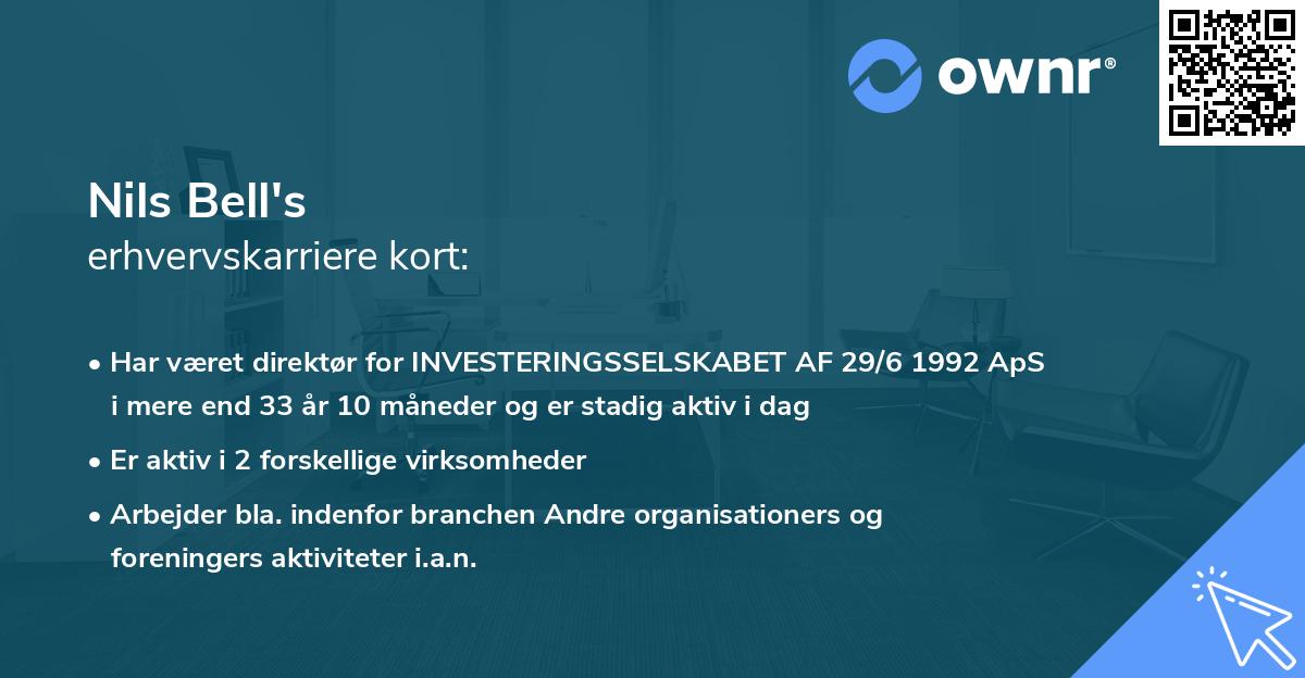 Nils Bell's erhvervskarriere kort