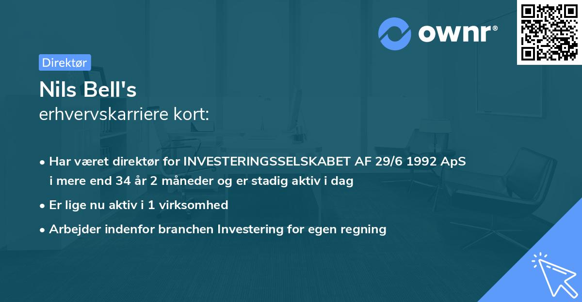 Nils Bell's erhvervskarriere kort