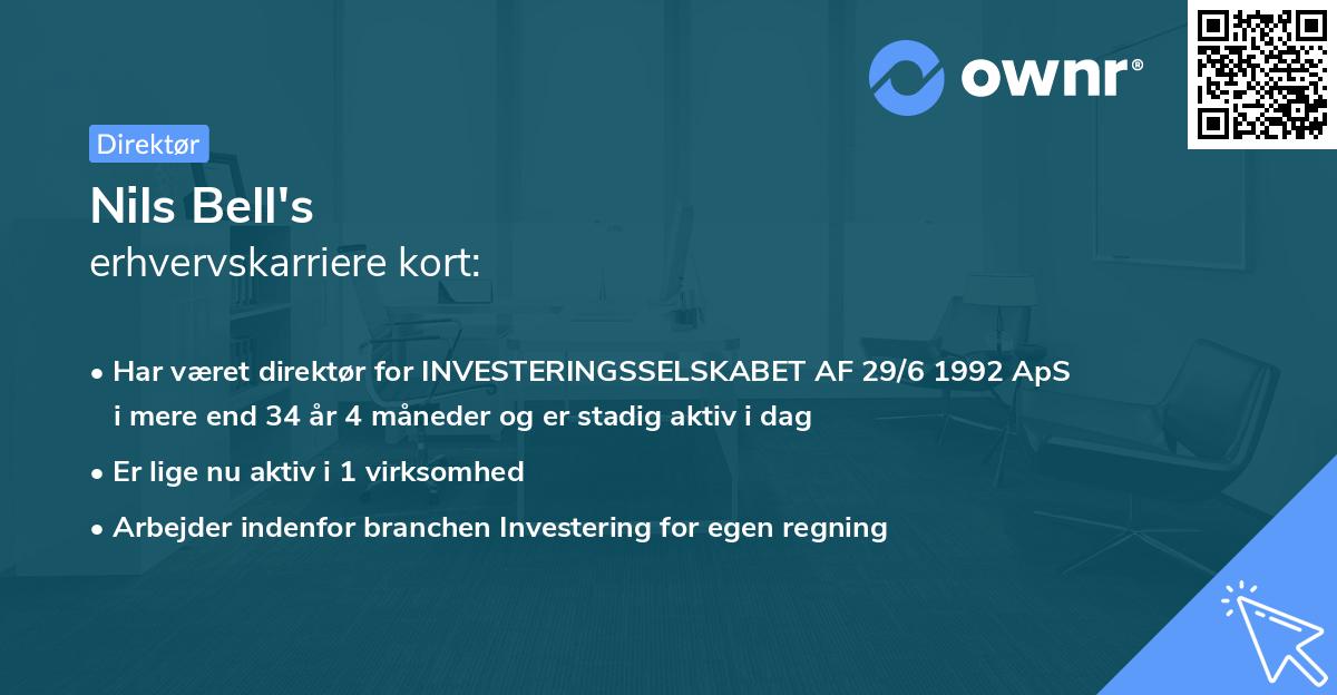 Nils Bell's erhvervskarriere kort