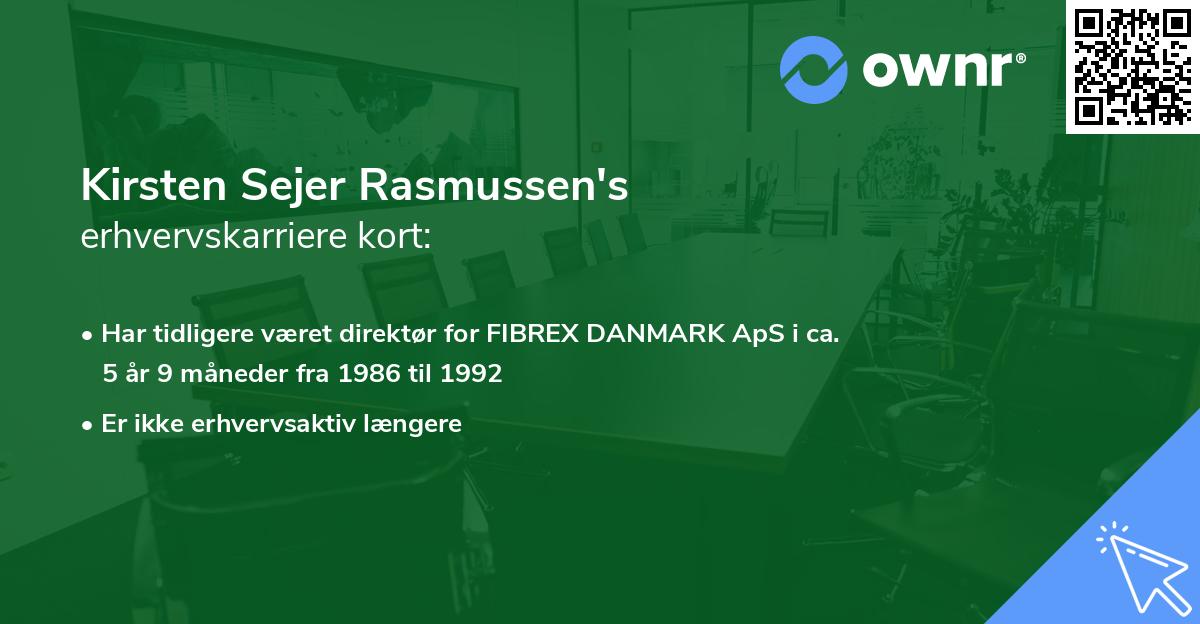 Kirsten Sejer Rasmussen's erhvervskarriere kort