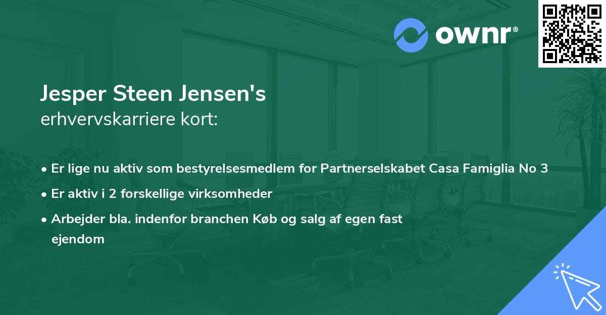 Jesper Steen Jensen's erhvervskarriere kort