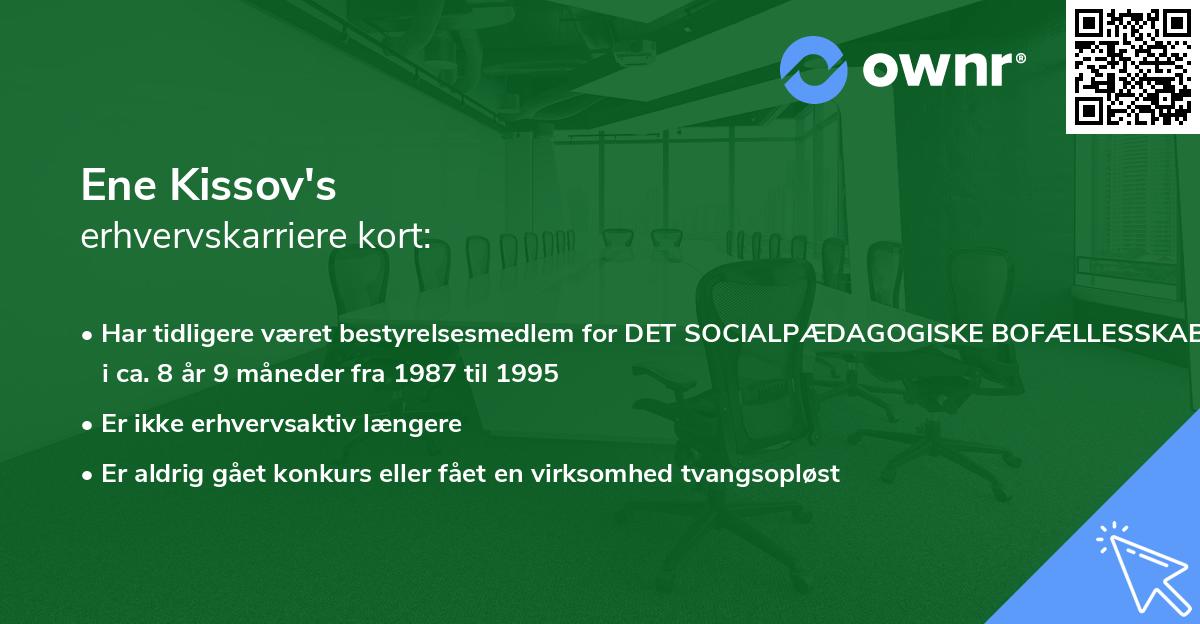 Ene Kissov's erhvervskarriere kort