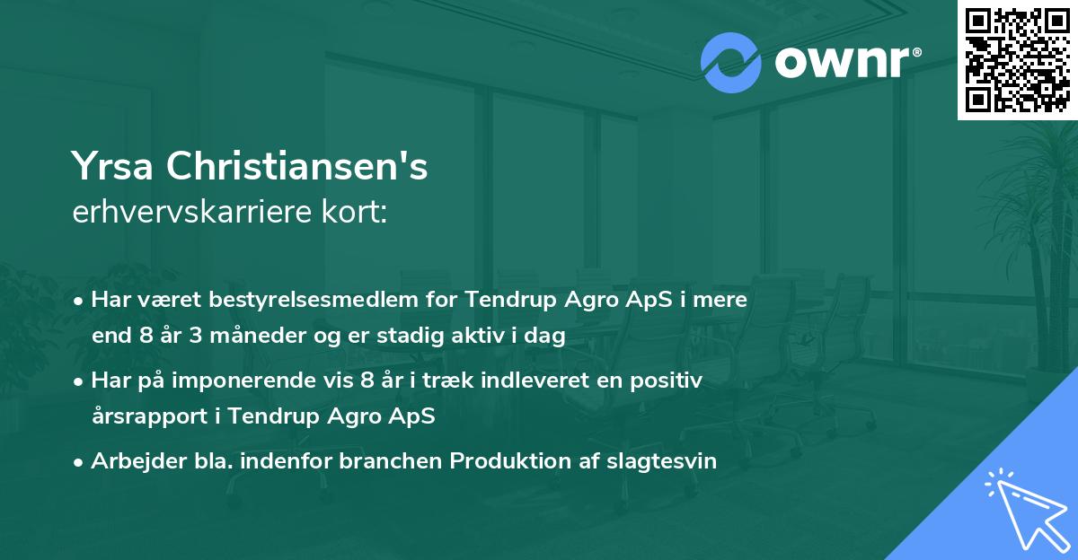 Yrsa Christiansen's erhvervskarriere kort