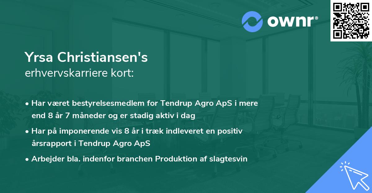 Yrsa Christiansen's erhvervskarriere kort