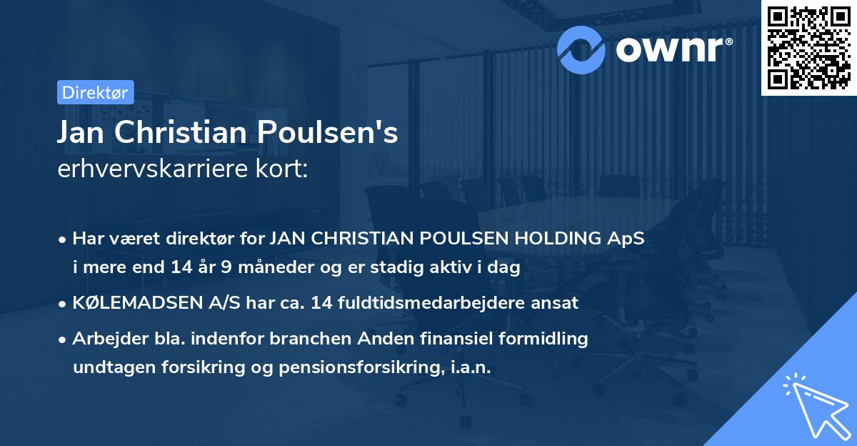 Jan Christian Poulsen's erhvervskarriere kort