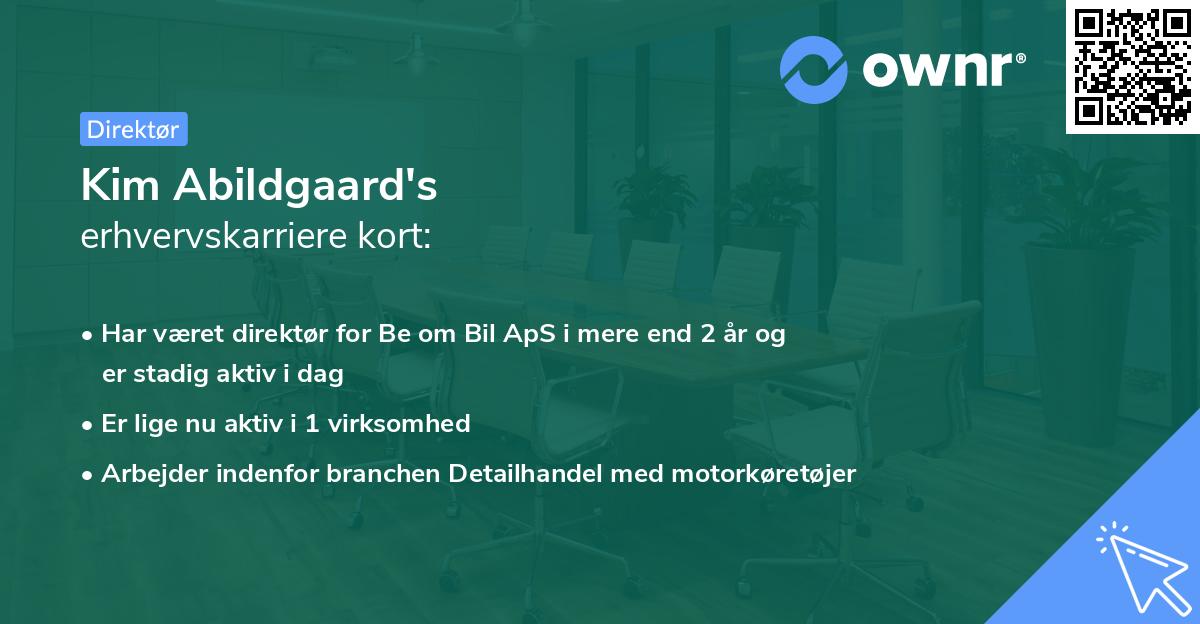 Kim Abildgaard's erhvervskarriere kort