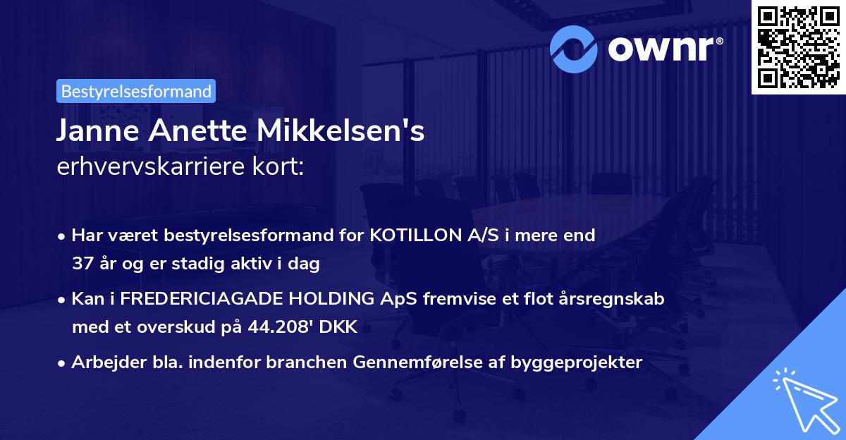 Janne Anette Mikkelsen's erhvervskarriere kort