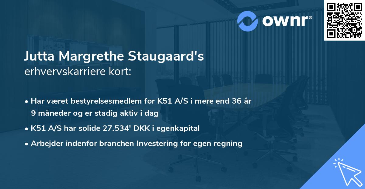 Jutta Margrethe Staugaard's erhvervskarriere kort