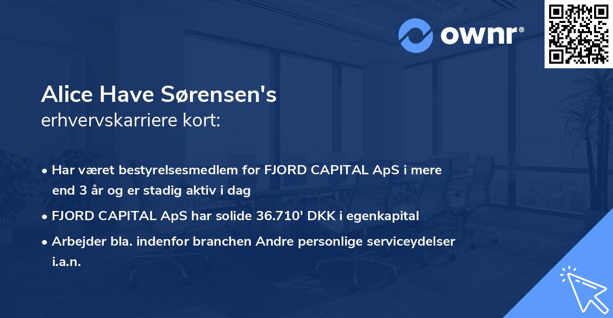 Alice Have Sørensen's erhvervskarriere kort