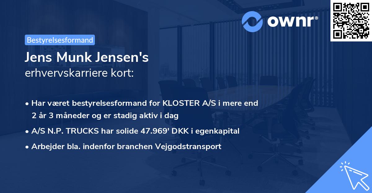 Jens Munk Jensen's erhvervskarriere kort