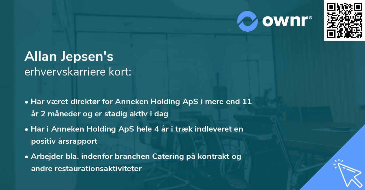 Allan Jepsen's erhvervskarriere kort