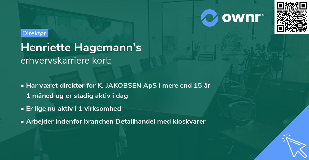 Henriette Hagemann's erhvervskarriere kort