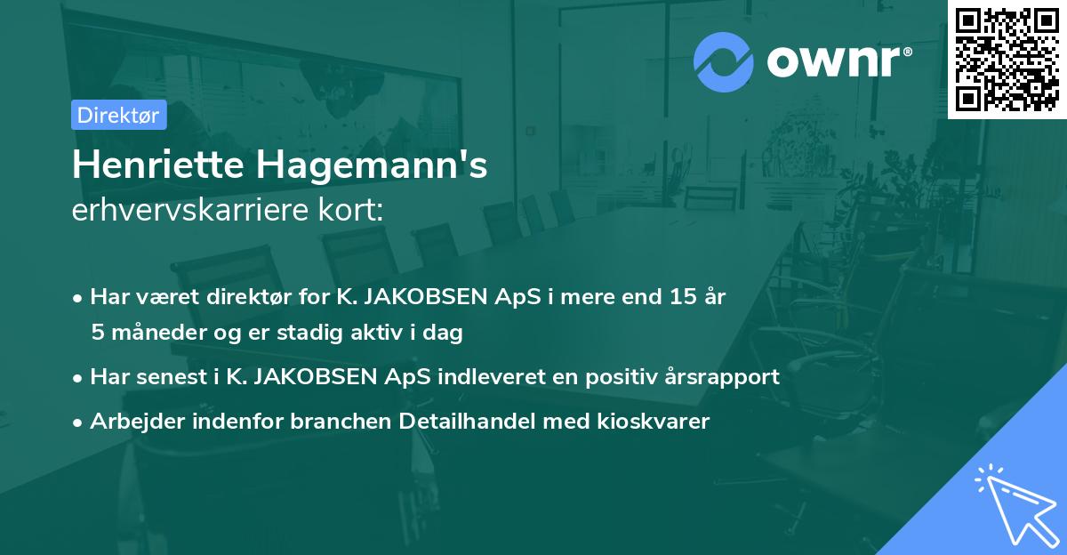 Henriette Hagemann's erhvervskarriere kort