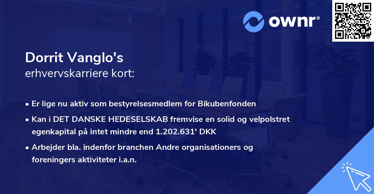 Dorrit Vanglo's erhvervskarriere kort