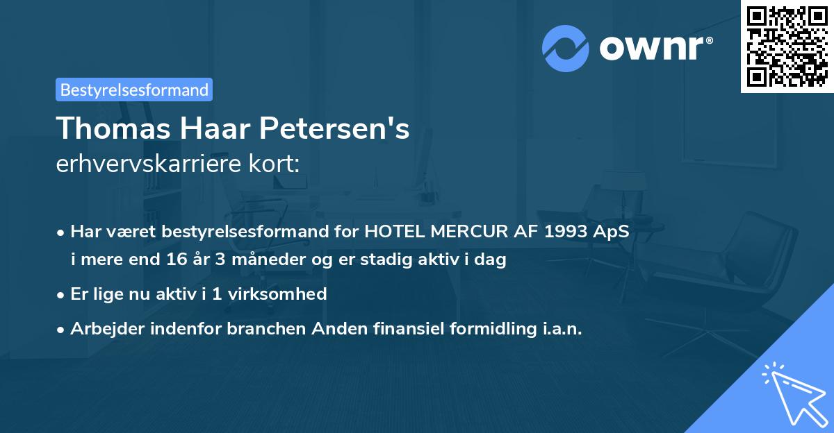 Thomas Haar Petersen's erhvervskarriere kort