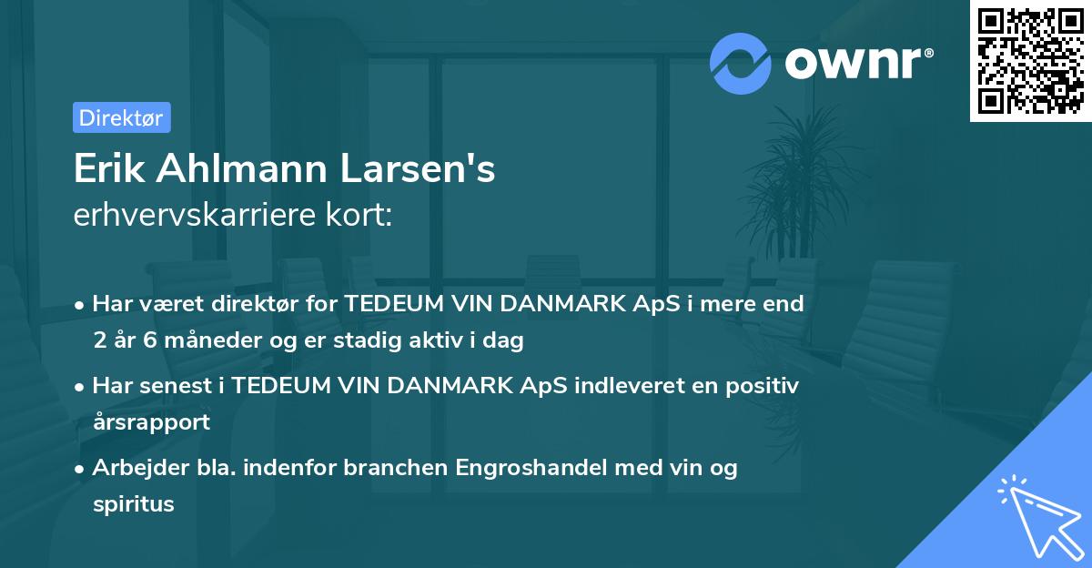 Erik Ahlmann Larsen's erhvervskarriere kort