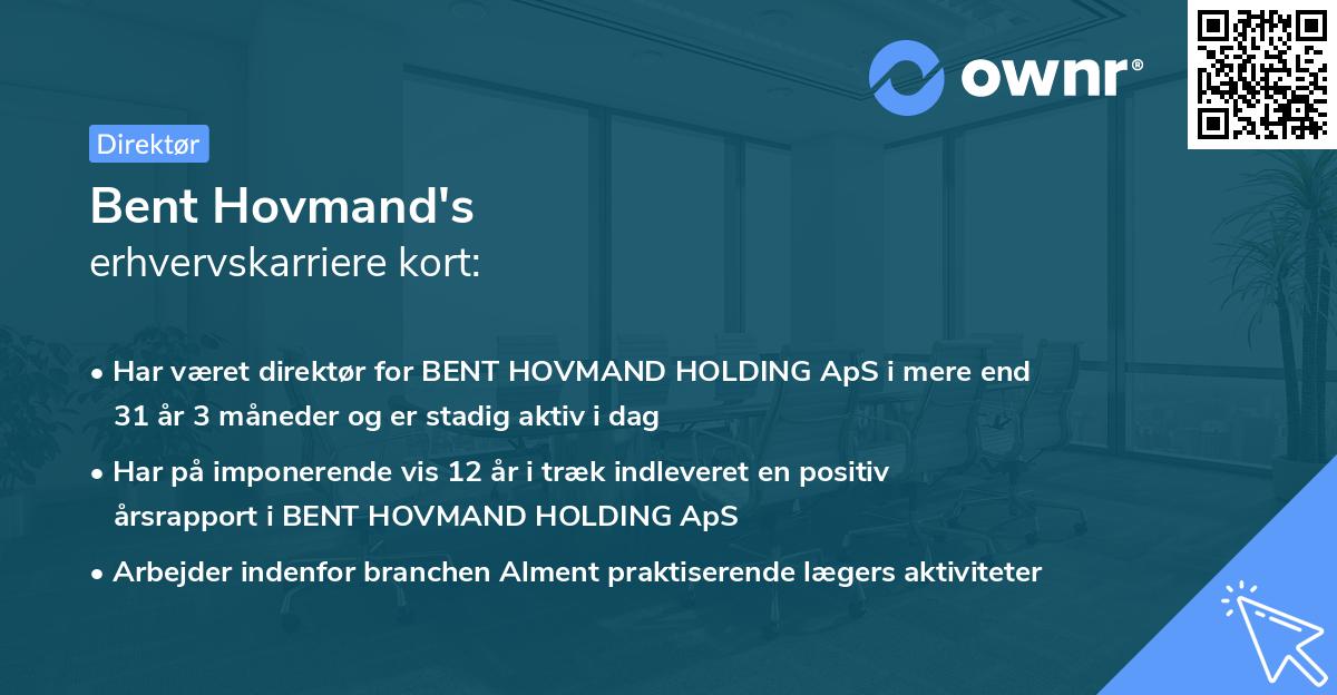 Bent Hovmand's erhvervskarriere kort
