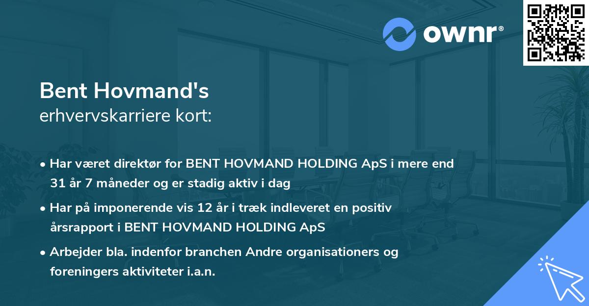 Bent Hovmand's erhvervskarriere kort