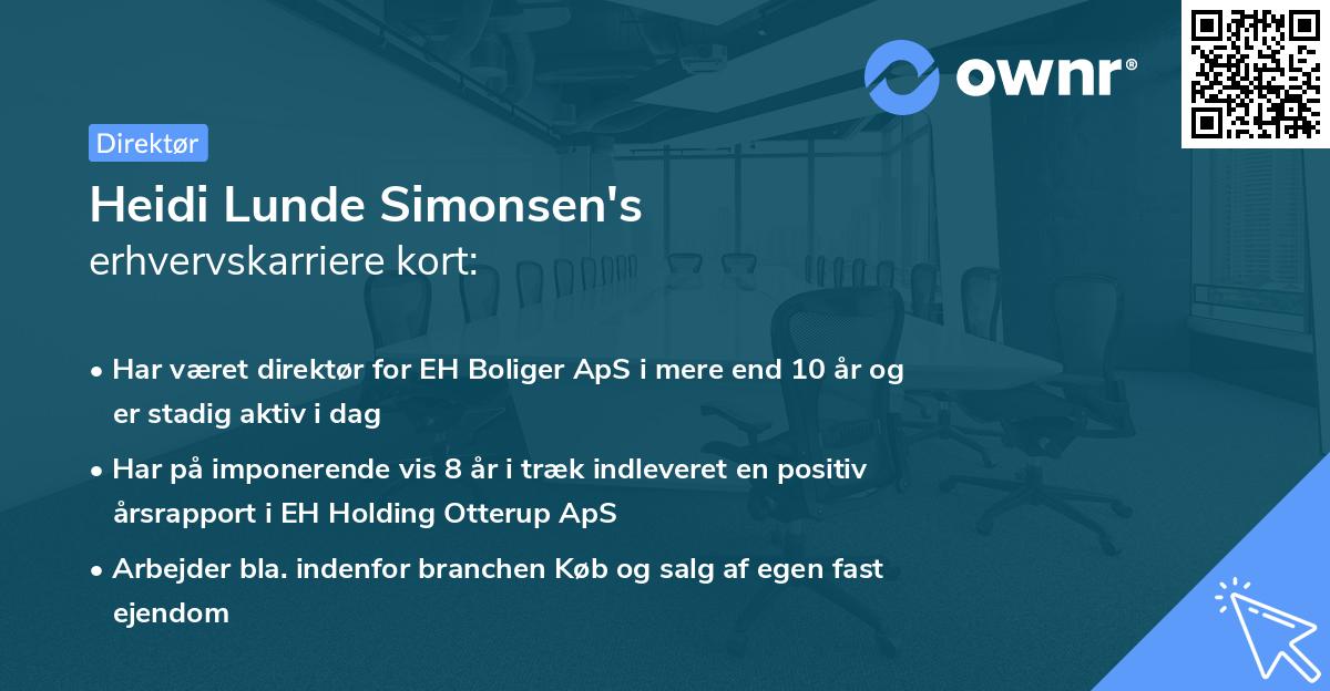Heidi Lunde Simonsen's erhvervskarriere kort